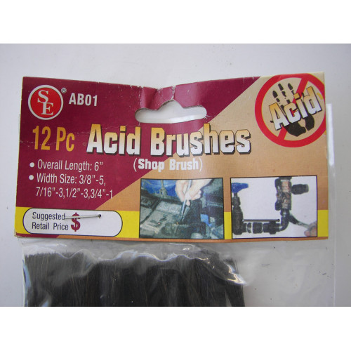 SE AB01 Assorted Acid Brush Set, 12-Piece