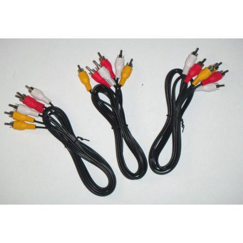 Lot of (3) 4 Feet RCA Composite Video/Stereo Audio Cable for VCR/TV/DVD/Camera
