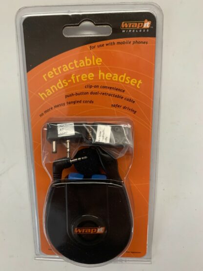 Retractable Hands Free Headset WRAPIT Clip-On, Superior Audio, For Mobile Phones
