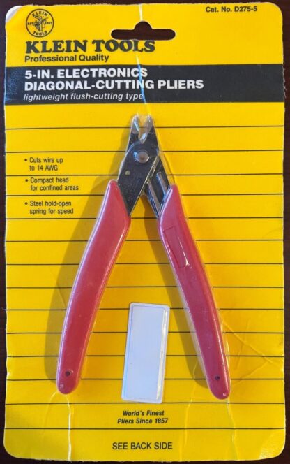 Klein Tools D275-5 Diagonal Cutting Pliers Lightweight Flush Cutting Type 5-Inch