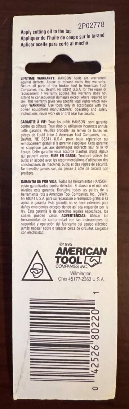 Hanson USA 10-24 NC Tap Set with Drill Bit #25 USA Lifetime Warranty - Image 2
