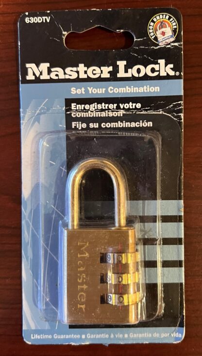 Master Lock Padlock 630DTV Combination Luggage Lock, 1-3/16" 30mm