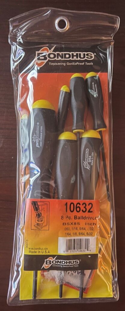 Bondhus 10632 8Pc. Balldriver Screwdrivers, Lifetime Warranty sizes .050-5/32 - Image 3