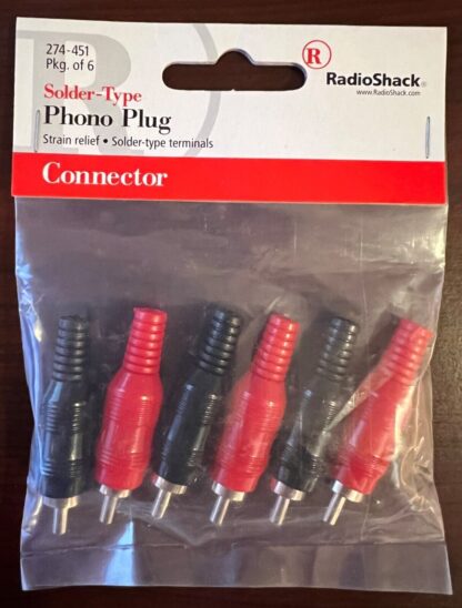 RadioShack Solder-Type Phono Plug Pkg Of 6, #274-451 Strain Relief