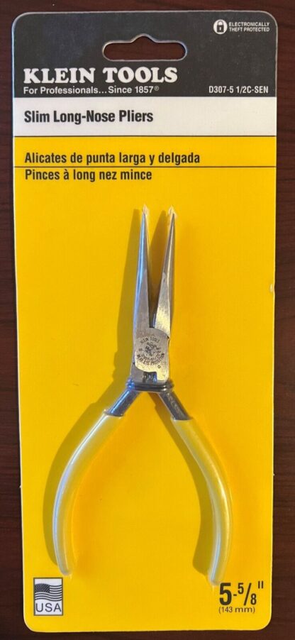 Klein Tools D307-5 1/2C Slim Long-Nose Pliers, 5-5/8" (143mm)