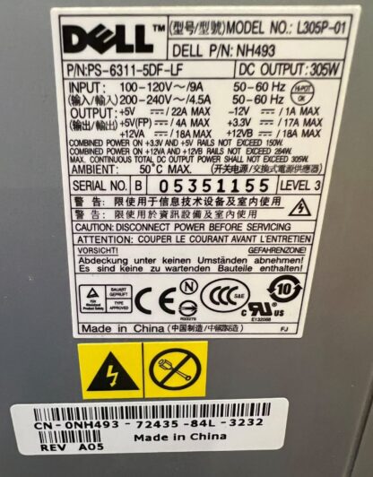 Dell PowerEdge L305P-01 Genuine 305W Power Supply PS-6311-5DF-LF NH493 Tested - Image 2
