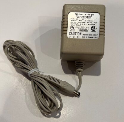 Global Village Communication AD-0940 AC Adapter 120VAC 60Hz 7W DC 9V 400mA