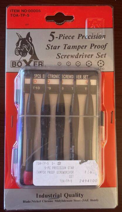 Boxer 5 Pc Precision Star Tamper Proof Electronic Screwdriver Set