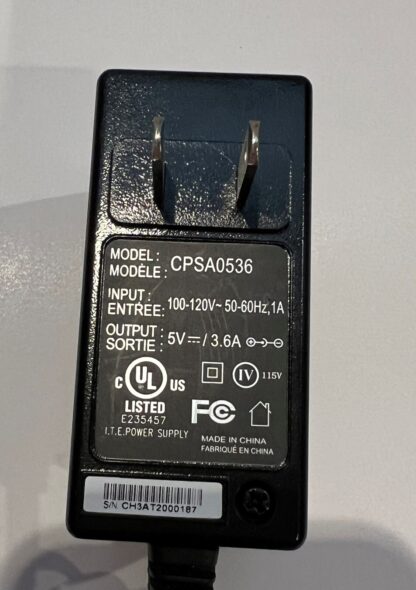 CPSA0536 AC Adapter Power Supply 120V 60Hz 1A 5V - Image 3