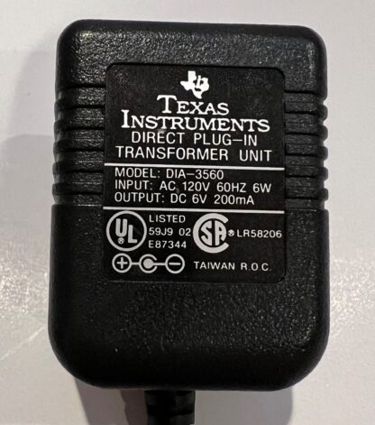 Texas Instruments DIA-3560 Plug-In Transformer  AC 120V 60Hz 6W, DC 6V 200mA - Image 2