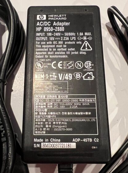 Genuine HP 0950-2880 AC/DC Power Adapter 240V 60Hz 1.0A, 18V 2.23A LPS - Image 2