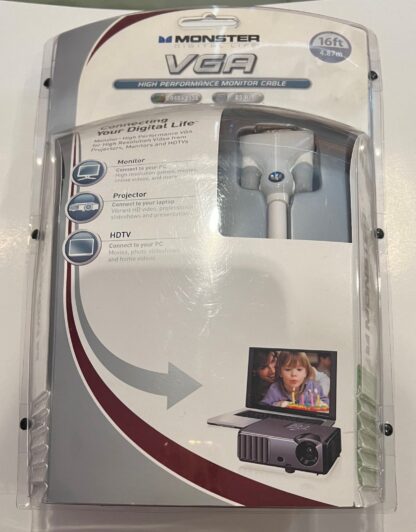 Monster 16 Ft High Performance VGA Cable 2048x1536 Resolution Refresh Rate 85 Hz