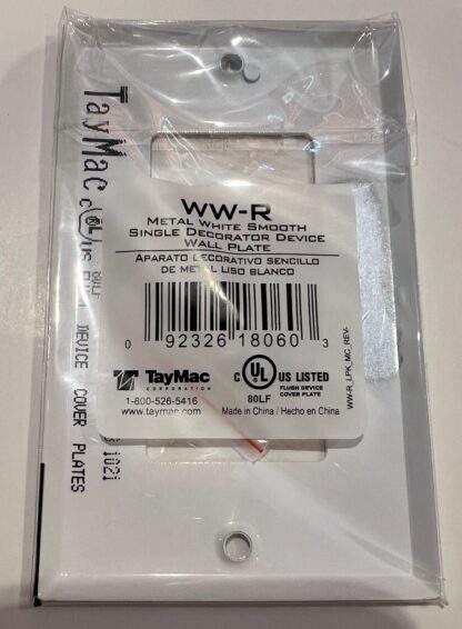LOT OF 25 TAYMAC WW-R Single Decorator Device Wall Plate  METAL/ WHITE/ SMOOTH - Image 2