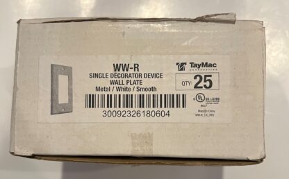 LOT OF 25 TAYMAC WW-R Single Decorator Device Wall Plate  METAL/ WHITE/ SMOOTH - Image 4