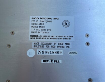 Pico Macom M600 Audio Video Modulator CATV Series 117 VAC 60 Hz 14W - Image 8