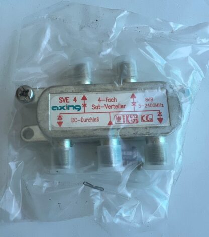 LOT OF 2 NEW AXING SVE 4   5-2400MHz  4-way Diecast Sat Cable TV U/V/FM Splitter