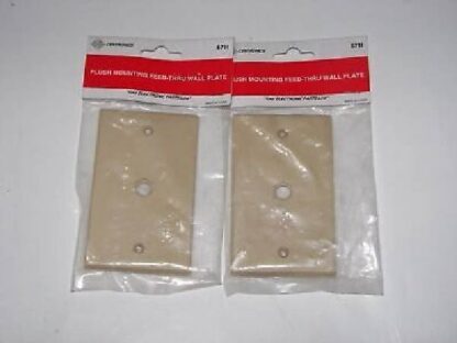NEW LOT OF 2 CENTRONICS FEED-THRU WALL PLATE WITH HOLE FOR F81 F-81 SINGLE IVORY