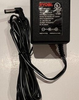 GENUINE RYOBI 7224301 POWER ADAPTER AC 120V 60Hz 4W, DC 9V 200mA