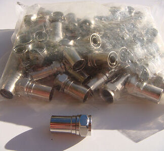 NEW LOT OF 50 CRIMP F TYPE SMOOTH COAX CABLE CONNECTOR SILVER