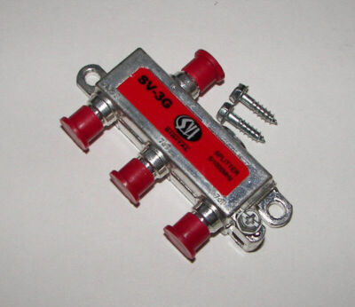 Lot of 2 NEW 3 WAY COAX CABLE SPLITTER SV-3G SVI DIGITAL 1 to 3 TV, SATELLITE