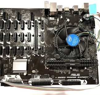 Combo Asus B250 Mining Expert MoBo + Celeron 2.9GHz CPU + 16GB RAM + Power Cable