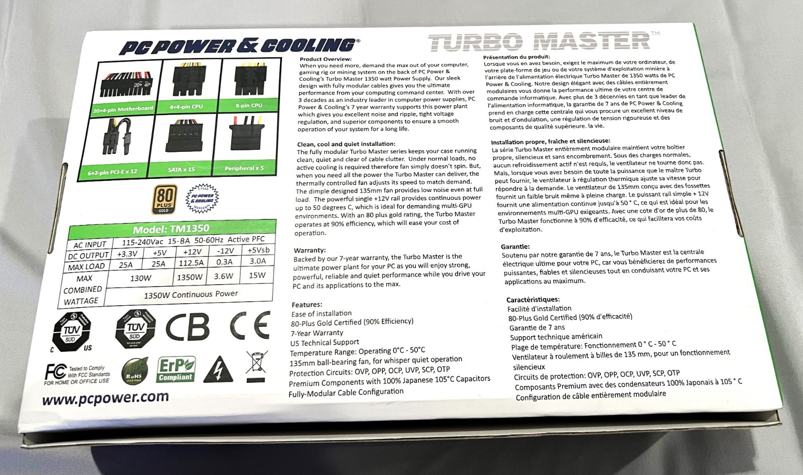 PC Power & Cooling Turbo Master Quiet Industrial Grade ATX Power Supply 1350W - Image 3
