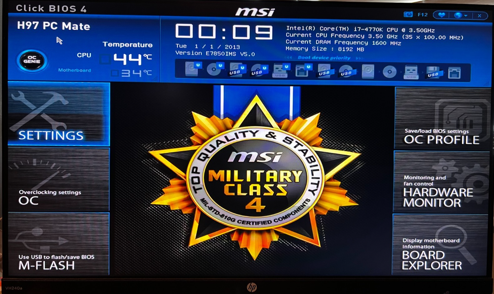 MSI H97 PC Mate Motherboard + 3.50GHz i7-4770K CPU + HeatSink + 8GB DDR3 Combo
