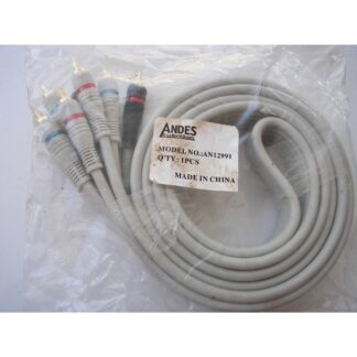Andes Component Video with Audio 5RCA TO 5 RCA HDTV Cable-24K Gold Plated 6 Feet
