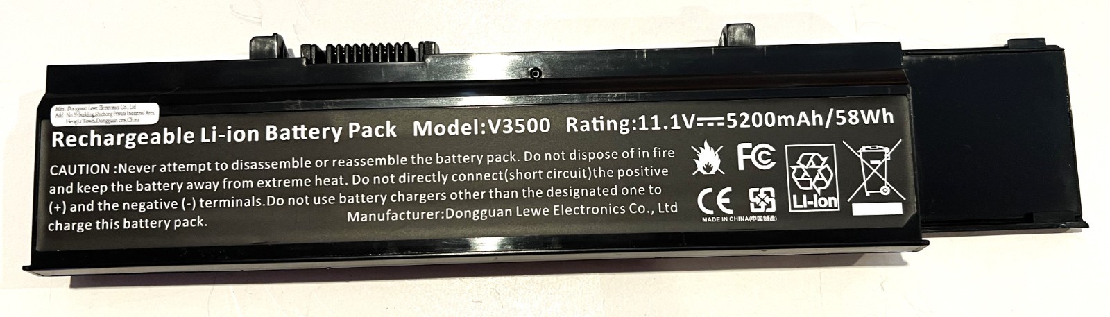 Rechargeable Li-ion Battery V3500 for Dell Vostro 3400 3500 3700, 58Wh/5200mAh