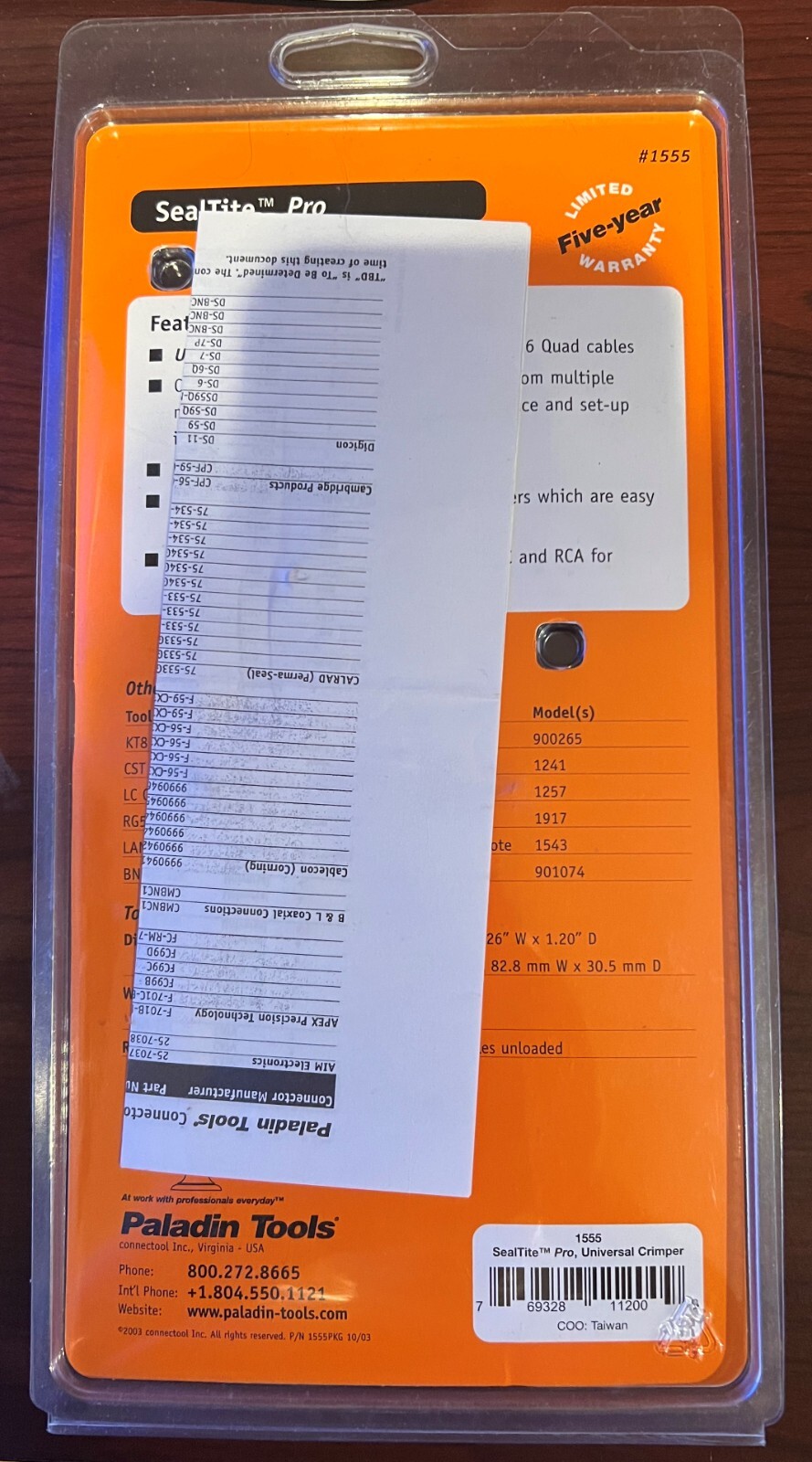 NEW Paladin 1555 SealTite Pro Universal Compression Crimper, CATV "F", BNC & RCA - Image 2