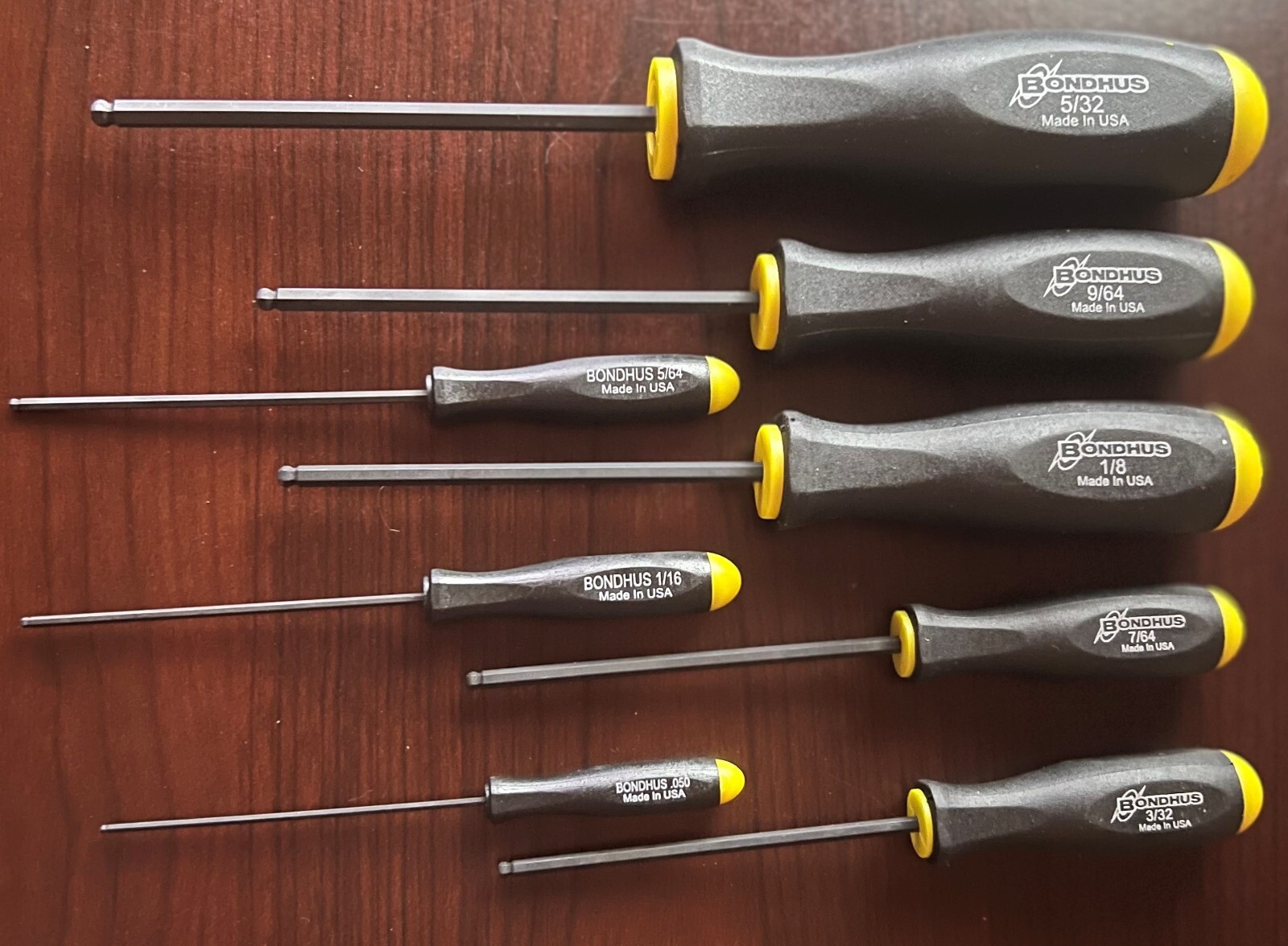 NEW Bondhus 10632 8Pc. Balldriver Screwdrivers Lifetime Warranty sizes .050-5/32