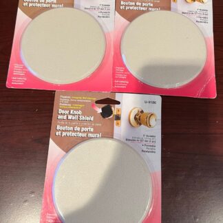 Set of 3 Door Knobs & Wall Shield by Prime Line U9186 5" Ivory Textured