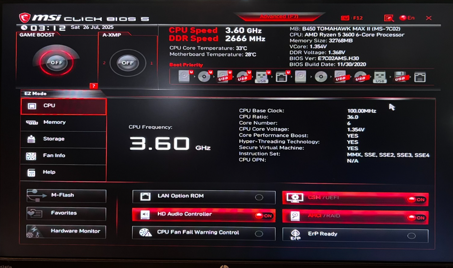 Combo B450 Tomahawk MAX II MS-7C02 + AMD Ryzen 5 3600 6-Core CPU + 32GB DDR4 - Image 8