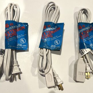 Set of 3 6Ft Household Extension Cord Polarized, Safety Cover Attached 13A-125V